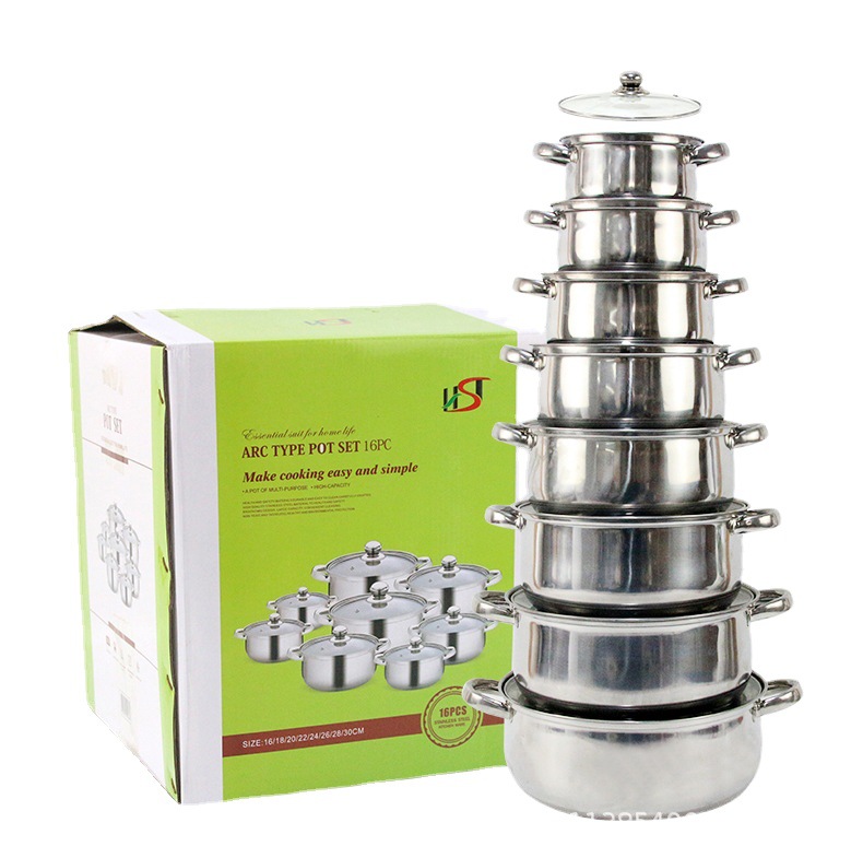 Stainless steel soup pot set 16-piece so...