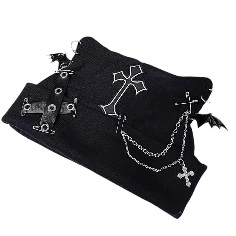 Subcultura punk original sombrero de orejas de gato cadena cruzada sombrero de lana de otoño y invierno caliente sombrero de orejas de gato abi