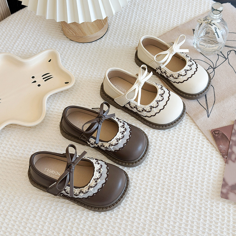 Modas infantiles versátiles zapatos de cuero 2026 nuevo verano niñas encaje arco zapatos princesa zapatos Lefour image 1