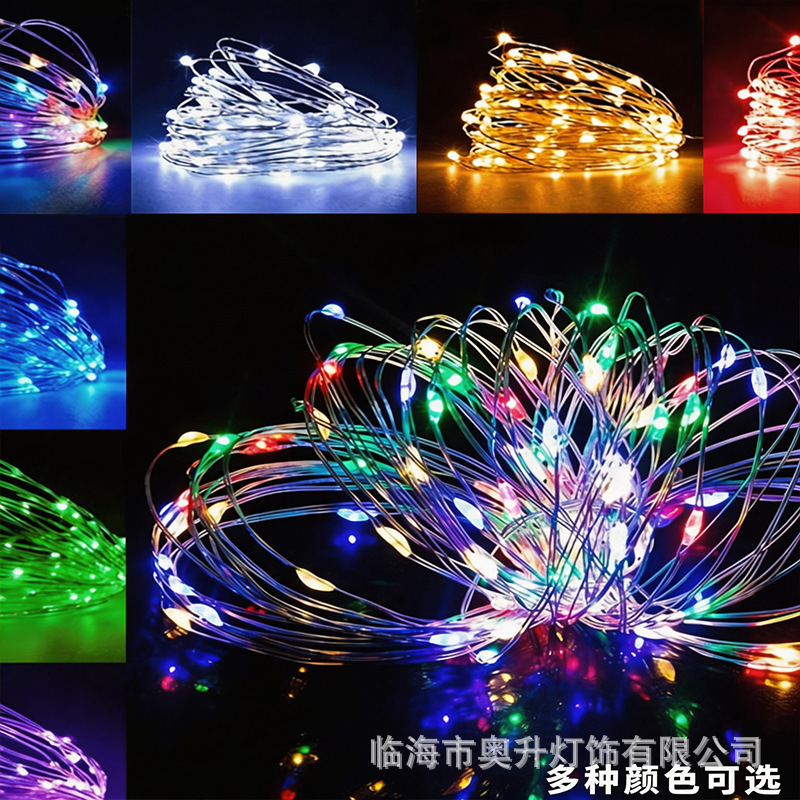 LED solar de alambre de cobre transfronterizo nuevo día de Navidad decoración de jardín de lámparas de color alambre de cobre alambre de lámpara al por mayor
