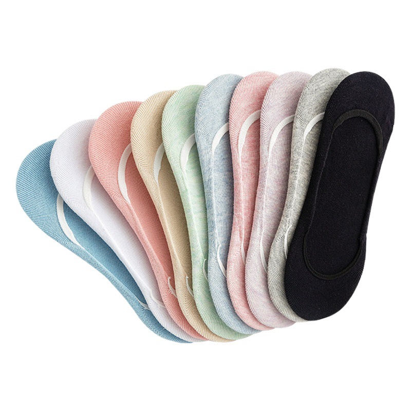 Primavera y Verano de silicona de corte bajo antideslizante de las mujeres calcetines invisibles de color caramelo de las mujeres ocasionales de corte bajo de algodón inferior calcetines de las mujeres 200-PIN Generación de cabello