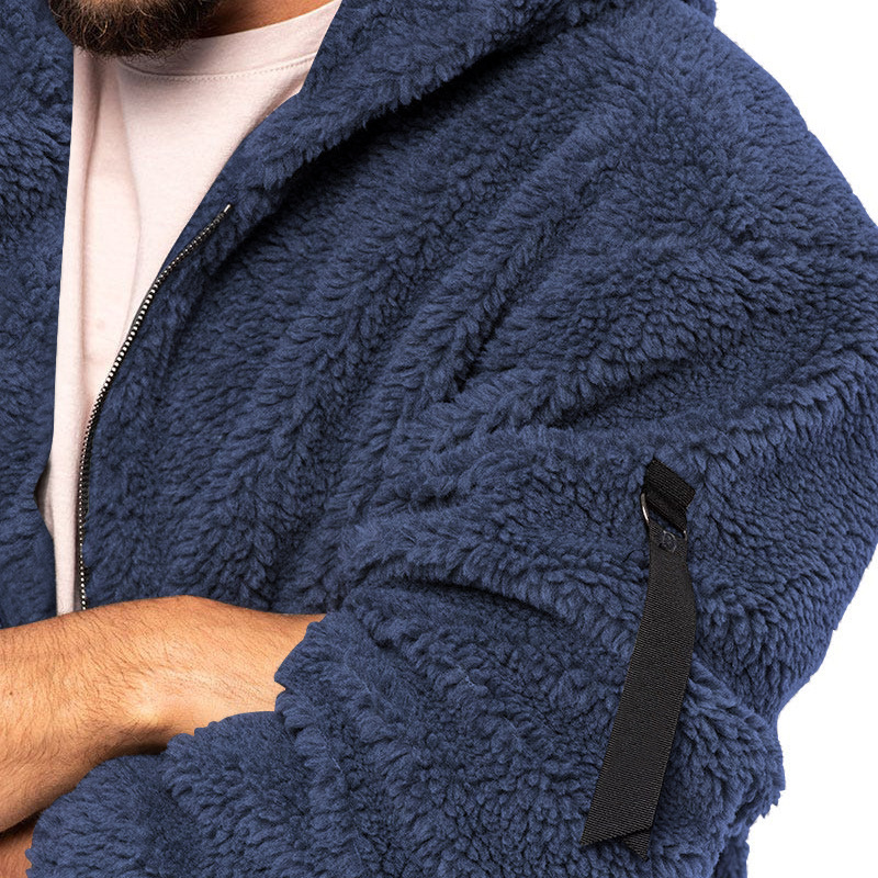 Men's Hooded Jacket Double Sided Arctic Velvet Warm Autumn Winter_voghion.com