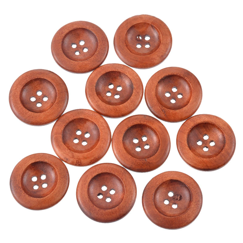 Фабричные аксессуары для прямых волос Brown широкая сторона затонул четыре отверстия деревянные Кнопки 30 мм-50 шт.