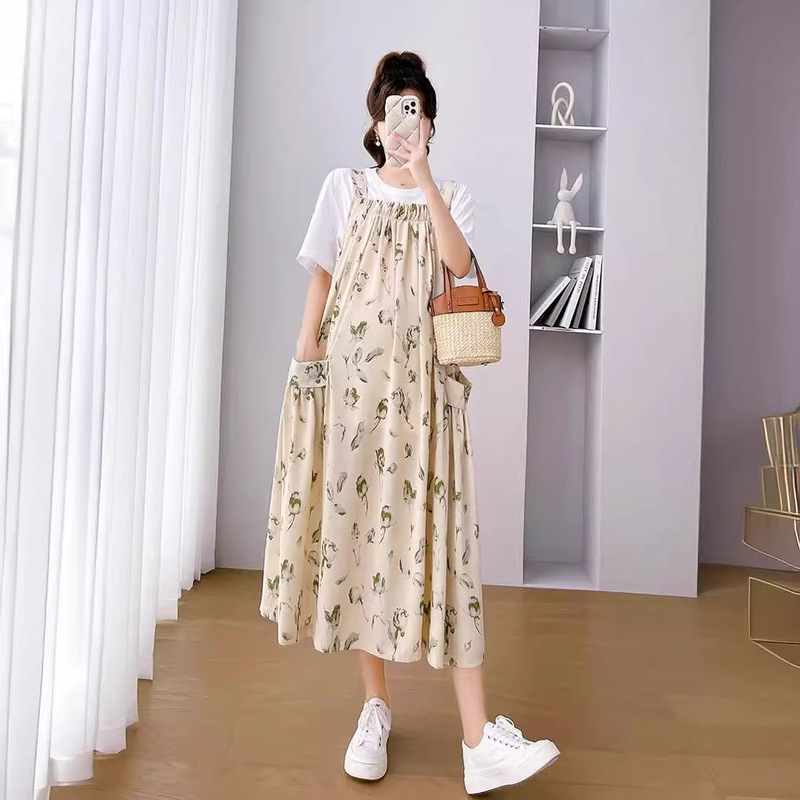 2024 maternity dress summer dress long floral strap skirt summer large size pastoral style late pregnancy strap skirt 2024 maternity dress summer dress long floral strap skirt summer large size pastoral style late pregnancy strap skirt