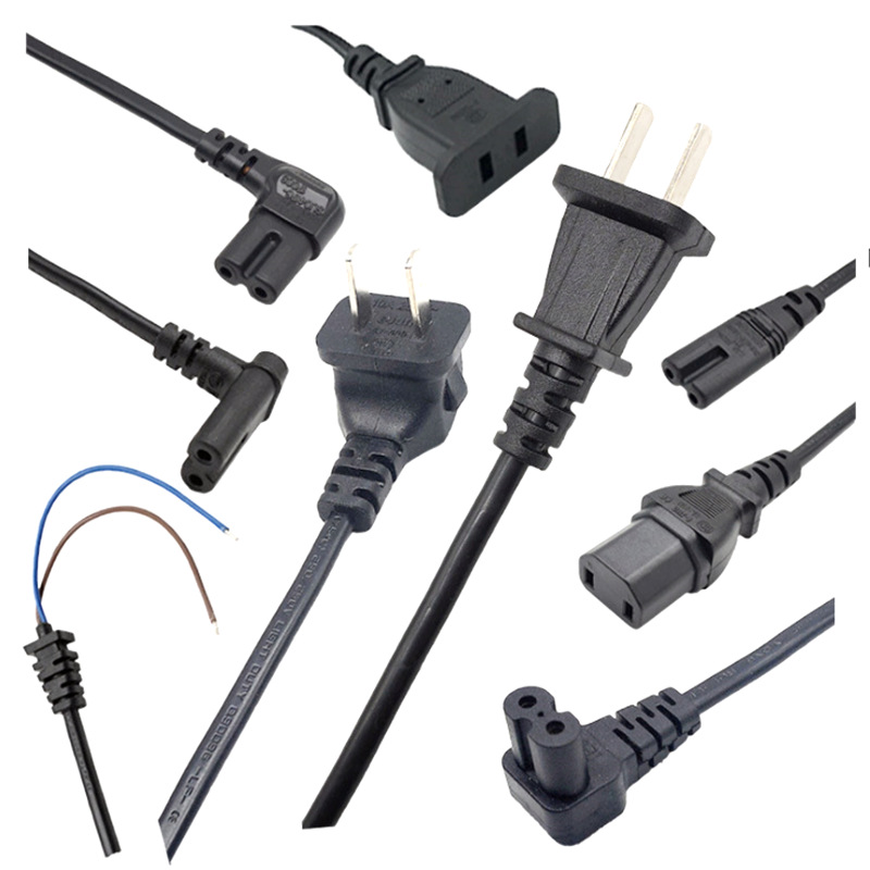 2芯国标插头带SR卡扣电源线 中规标准二插电源线 扁插电器连接线