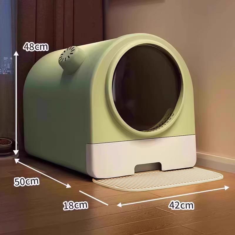[잔디 그린 + 고양이 쓰레기 삽] + 모래 방지 발 패드