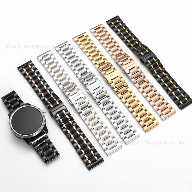 Factory Direct Sales In-Stock Master Craftsman Five-Piece Steel Band Curved 304 Stainless Steel Metal Smart Watch Band Compatible with Samsung Huawei