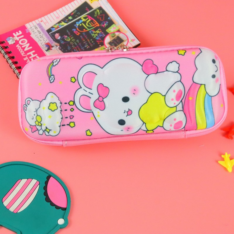 Caja de papelería de gran capacidad tridimensional 3D creativa Caja de lápices de doble capa Caja de lápices multifuncional para hombres y mujeres Bolsa de lápices de dibujos animados al por mayor