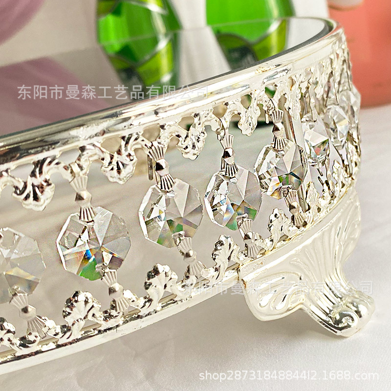 Venta al por mayor de estilo europeo de cristal redondo plato de fruta plato de pastel de alto aspecto bandeja de postre decoración de mesa de boda accesorios