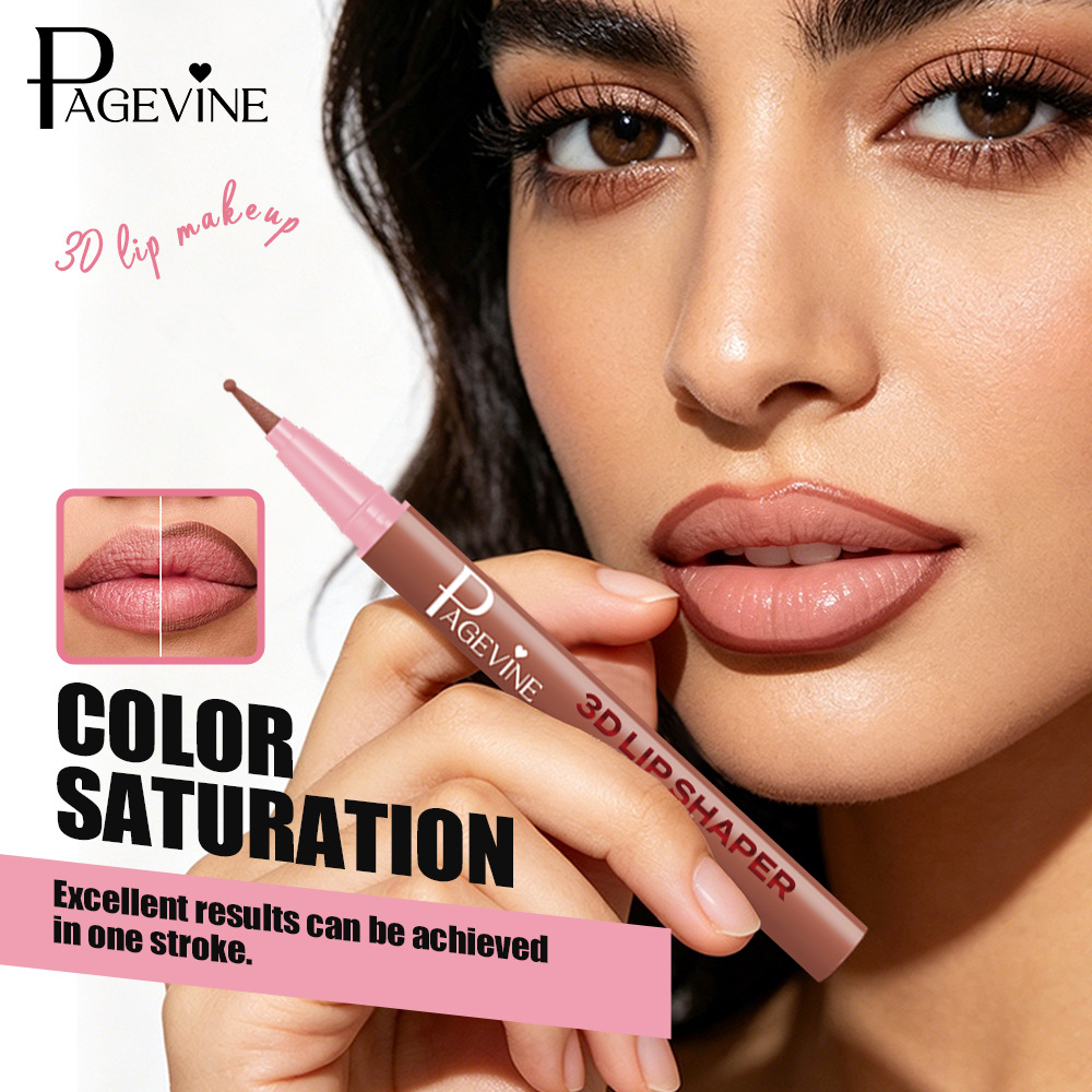 Transfronterizo PAGE VINE lápiz de maquillaje de color natural no es fácil de desvanecer lápiz de maquillaje de labios de cabeza redonda.