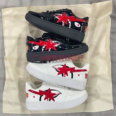 BAPESTA SK8 DUNK ストリートファッション ブラック＆ホワイト シャーク カップル向け ローカット カジュアル スニーカー