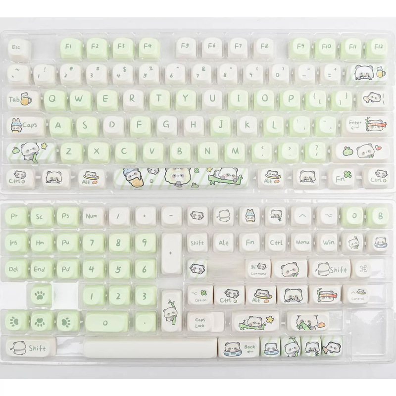 アイスクリーム熊のキーキャップ青いかわいいアニメMOA高さ熱昇華75 98キーセット機械キーボードキャップ|undefined