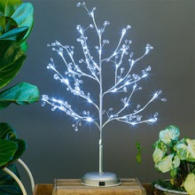 厂家直销跨境专供银色钻石发光树led白光树灯圣诞房间装饰灯