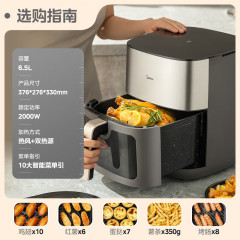 美的炎烤MF-KZC6502空气炸锅智能多功能大容量可视免翻面电炸锅