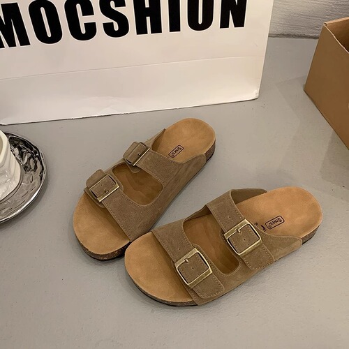 Women's Summer 2025 Thick Sole Birkenstock Sandals with Outdoor Slip-On, One-Strap Soft Sole Beach Slippers