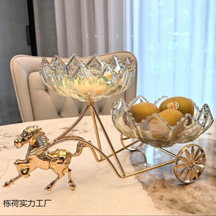 Creative European-style Entry Luxury Crystal Glass Double-layer Fruit Plate Simple Home Coffee Table Living Room North