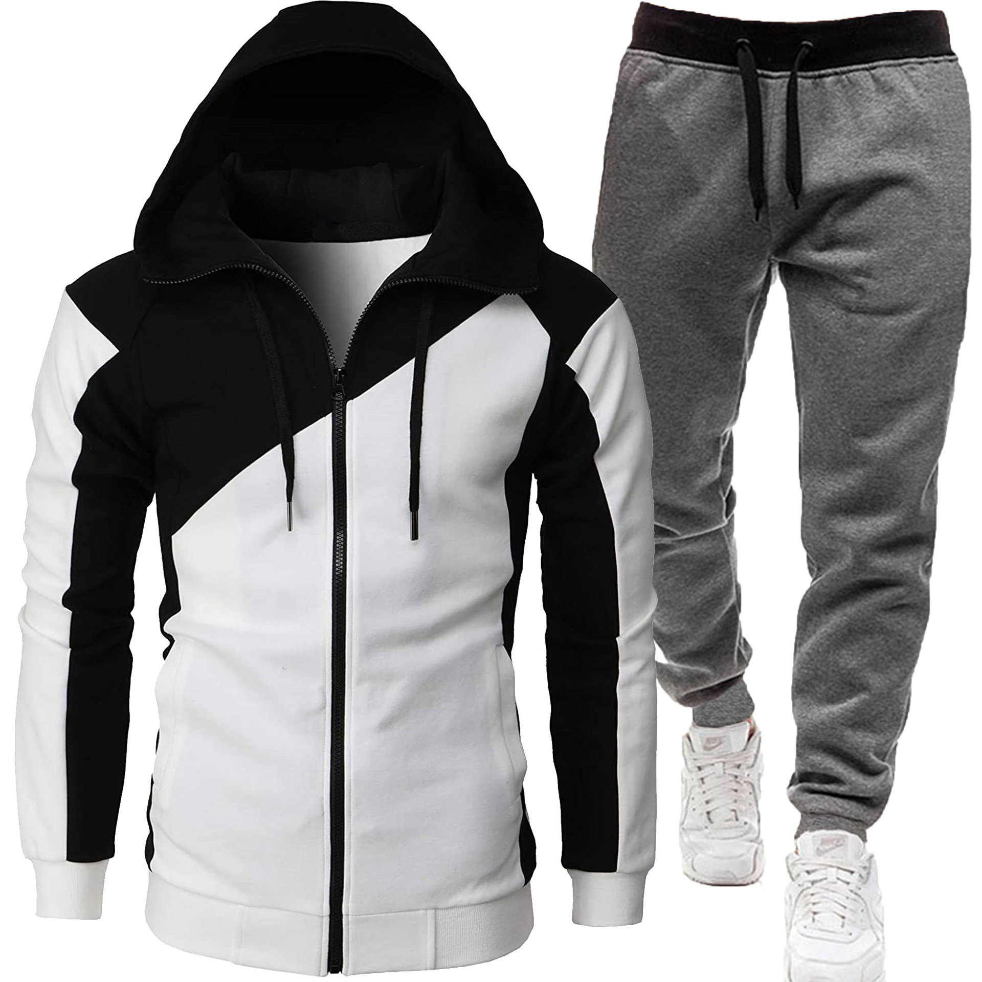 흰색 + 진한 회색 바지