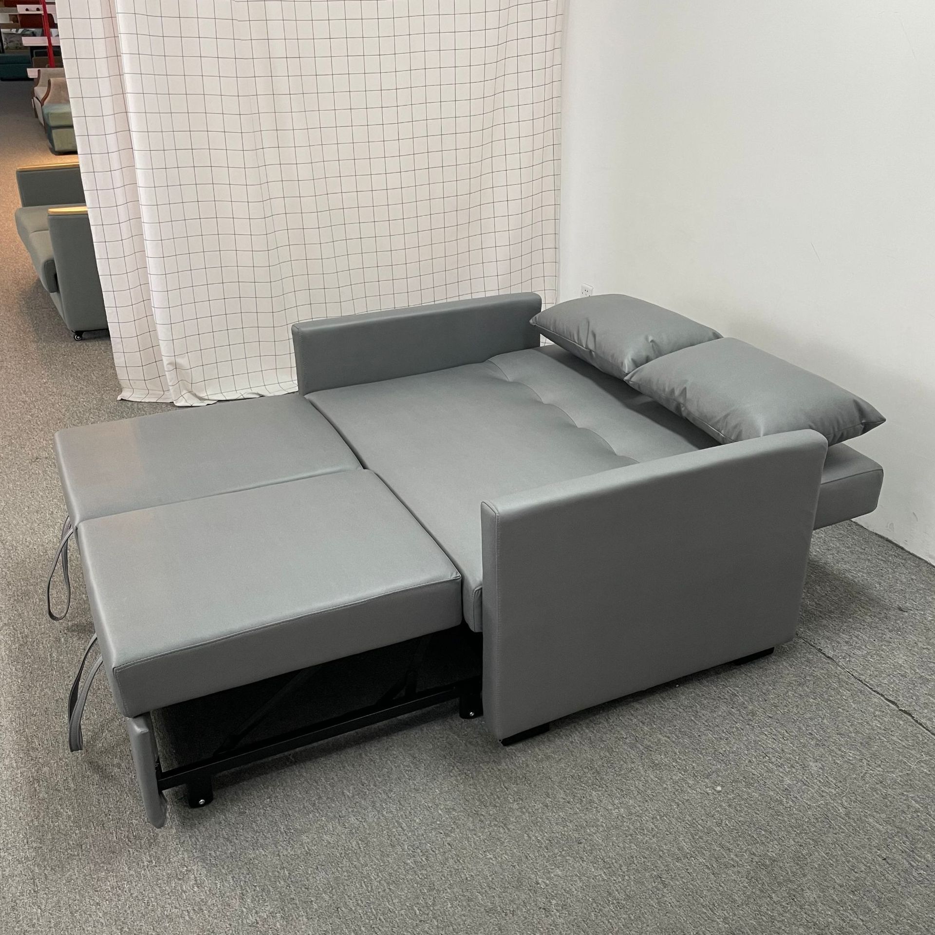 Trailer doble pequeño tipo de casa sofá de función sala de estar apartamento moderno simple viento sin lavar tecnología tela peinado image 5