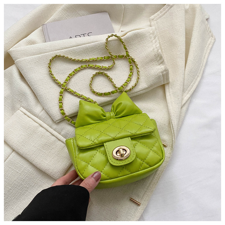 Bolso para niños con forma de gato, bolso pequeño con hilo bordado, Hada del viento fragante, bandolera con cadena y pajarita, novedad de 2023_voghion.com