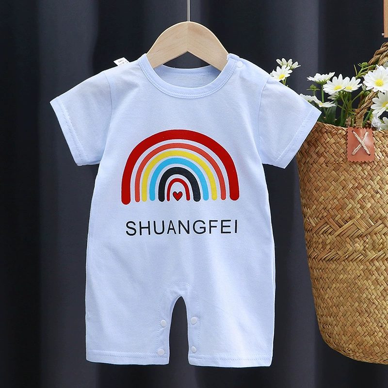 Short-Sleeve Baby Romper Summer Bodysuit, Newborn Girls, Thin Lightweight, 59–90 cm
