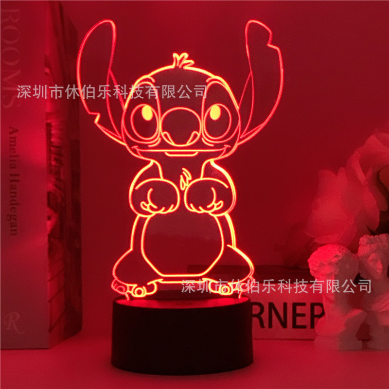 Stitch 3D noche luz colorida táctil control remoto nuevo creativo USB dormitorio escritorio atmósfera lámpara de mesa LED regalo