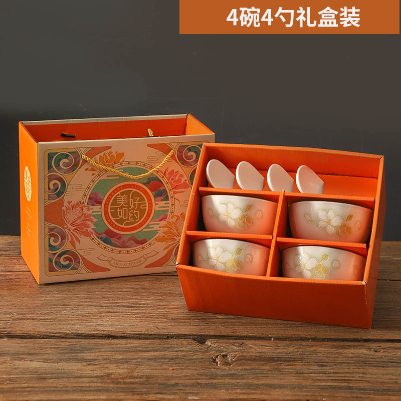 cubiertos de estilo japonés frescos bajo esmalte de cerámica de color platos de cajas de regalo set de eventos comerciales de apertura de regalo de regalo tazón