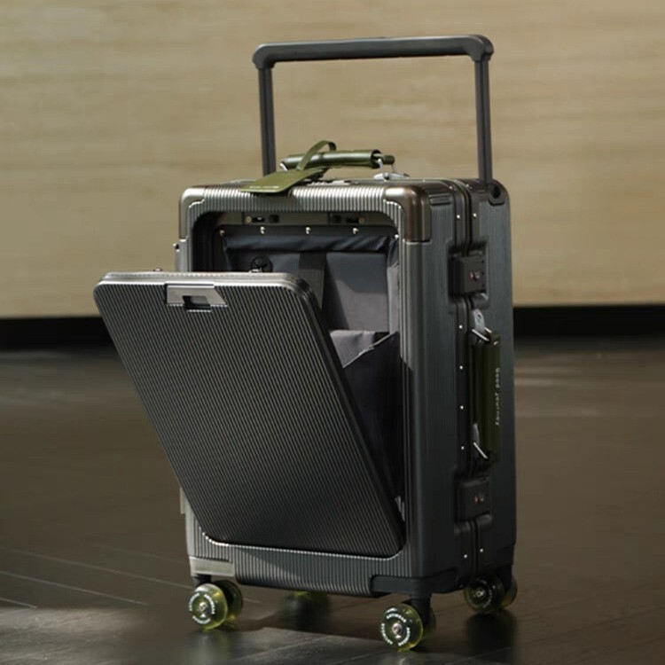 Front-Opening Suitcase Wide Trolley Case 20inch Carry-On Luggage No Check-In Password Lock Box Men's 2025 Suitcase Ultra-Light