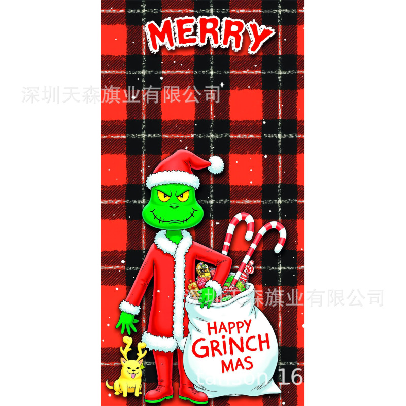 圣诞节门盖冬季雪人节日门套欧美跨境派对布置背景布新款门盖|undefined