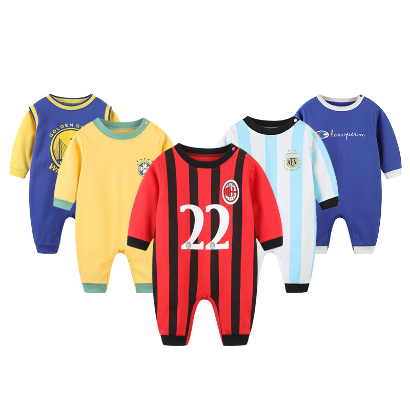 婴儿衣服春装宝宝长袖连体衣新生儿春季外出服篮球运动爬服春秋潮|ms