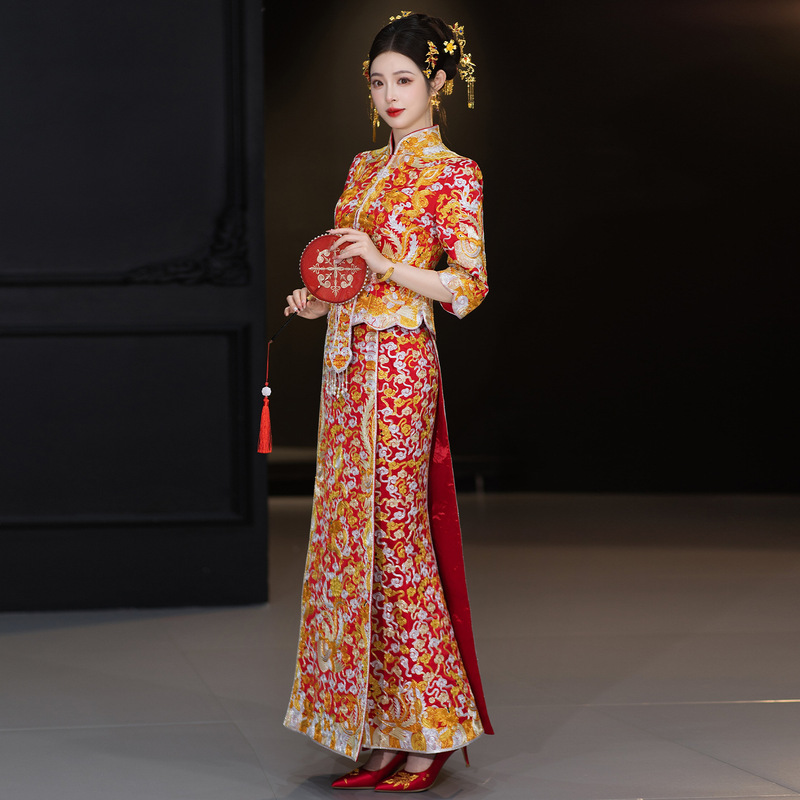 Dragon and Phoenix Gown, Traditional Chinese Wedding Dress, Xiuhe Suit, Bride's 2026 New Model, Wedding Attire, Toast Dress, Formal Dress, Slimming Wedding Dress, High-End Dragon and Phoenix Gown, Traditional Chinese Wedding Dress, Xiuhe Suit, Bride's 2026 New Model, Wedding Attire, Toast Dress, Formal Dress, Slimming Wedding Dress, High-End