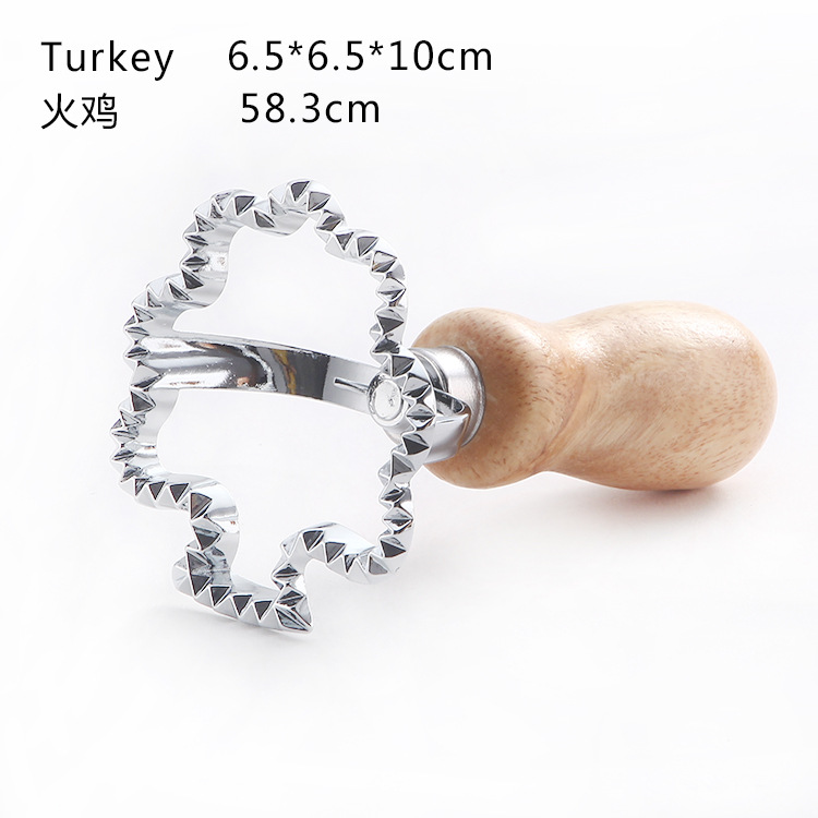 Dumpling encaje impresión aleación de zinc molde de galletas dumpling lado de la piel flor en relieve molde de galletas mango de madera rueda de cortador de pastel