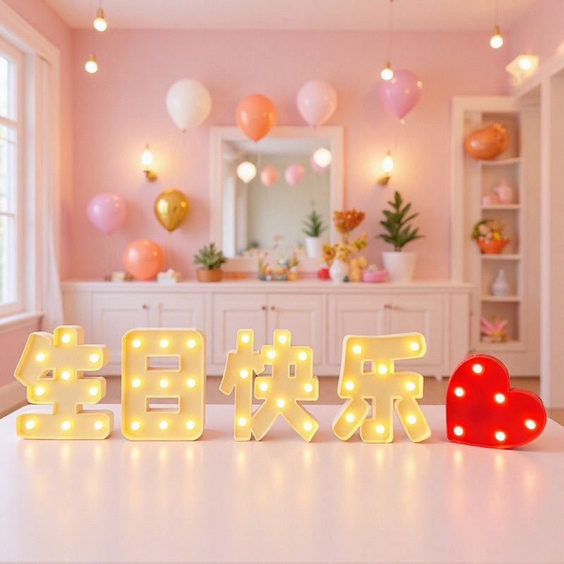 Lámpara de letras LED carta de cumpleaños carta de boda carta de propuesta de matrimonio inglés número diseño de escenas decorativas lámpara de modelado