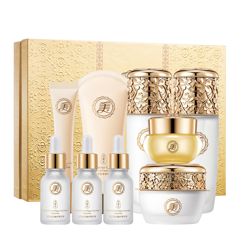 Set de Nueve Piezas de Esencia de Cuidado de Lujo con Cordyceps y Ginkgo de Image Beauty, Hidratante, Humectante y Suavizante para la Piel, Venta al Por Mayor