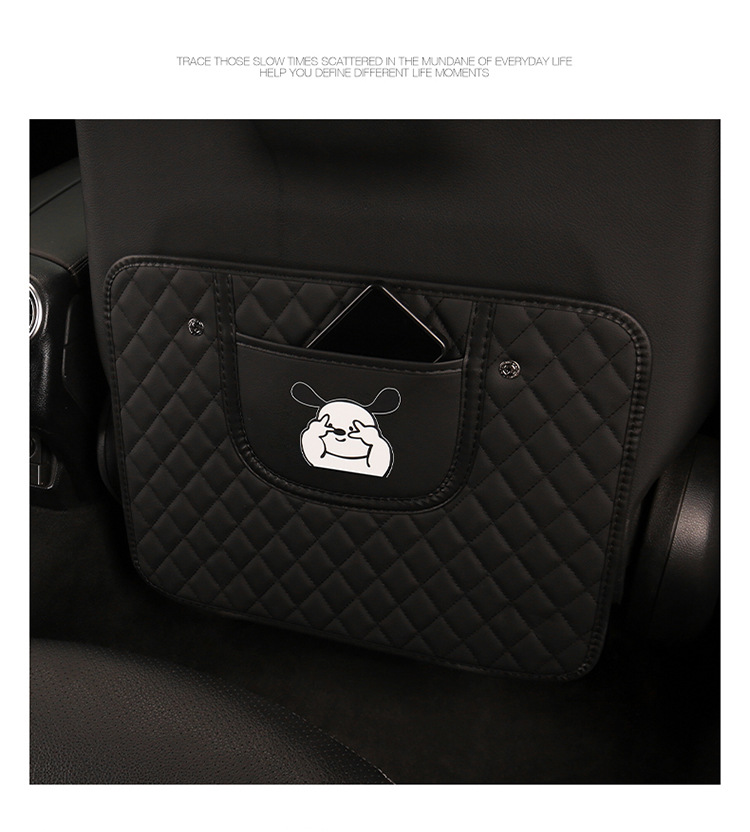 Cartoon Anti-Kick Pad for Car Seat Back, Rabbit and Dog Embroidered Anti-Kick Mat, Car Seat Cushion Cartoon