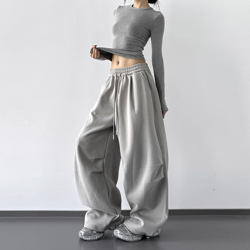 超火多巴胺色休闲裤女2025秋季新款高个子高腰宽松显瘦百搭运动裤|undefined