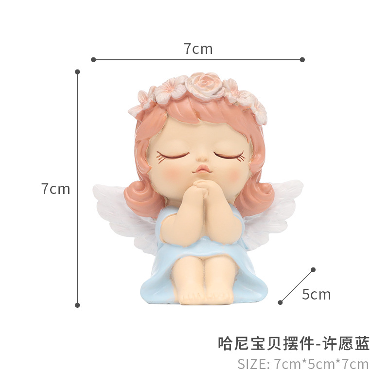 Creativo Hani Ángel decoración del hogar sala de estar decoración de escritorio artesanía de resina pequeña decoración DIY muñeca regalo