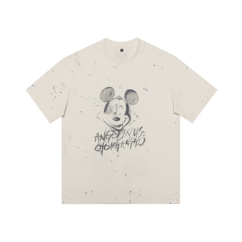 Summer cartoon retro T-shirt with a round collar for men and women