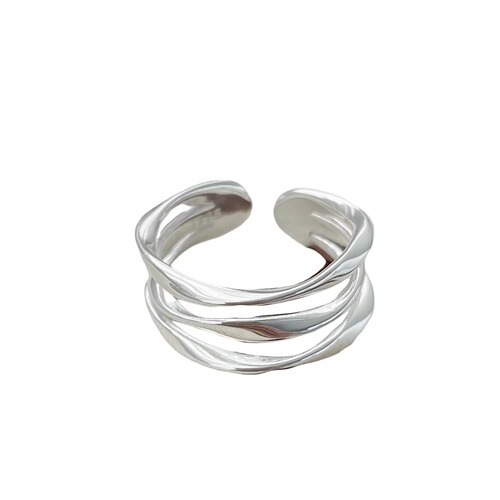 Niche fashion geometric multi-layer ring for women, minimalist versatile design, sense of line, openable adjustable trendy ring