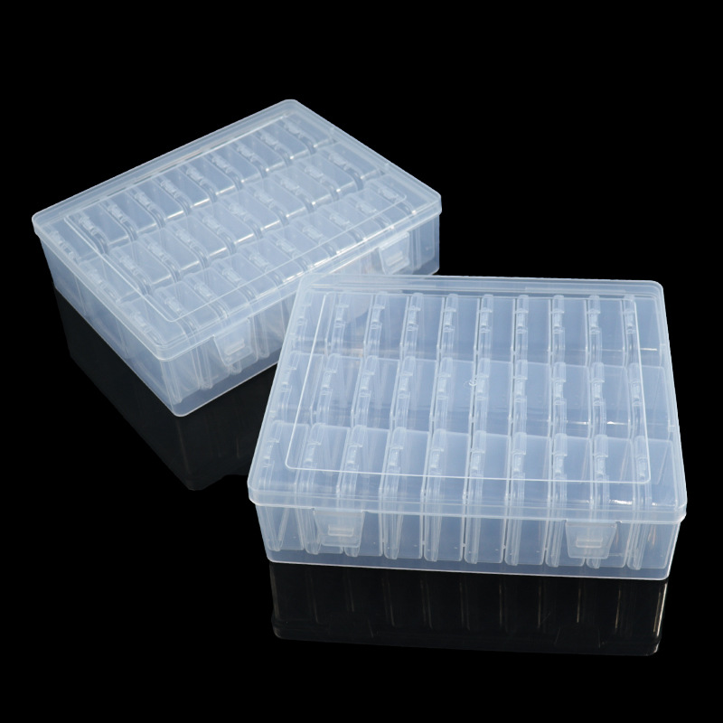 套盒30个独立格子透明翻盖收纳盒小钻石珠子分类盒防尘储物盒子