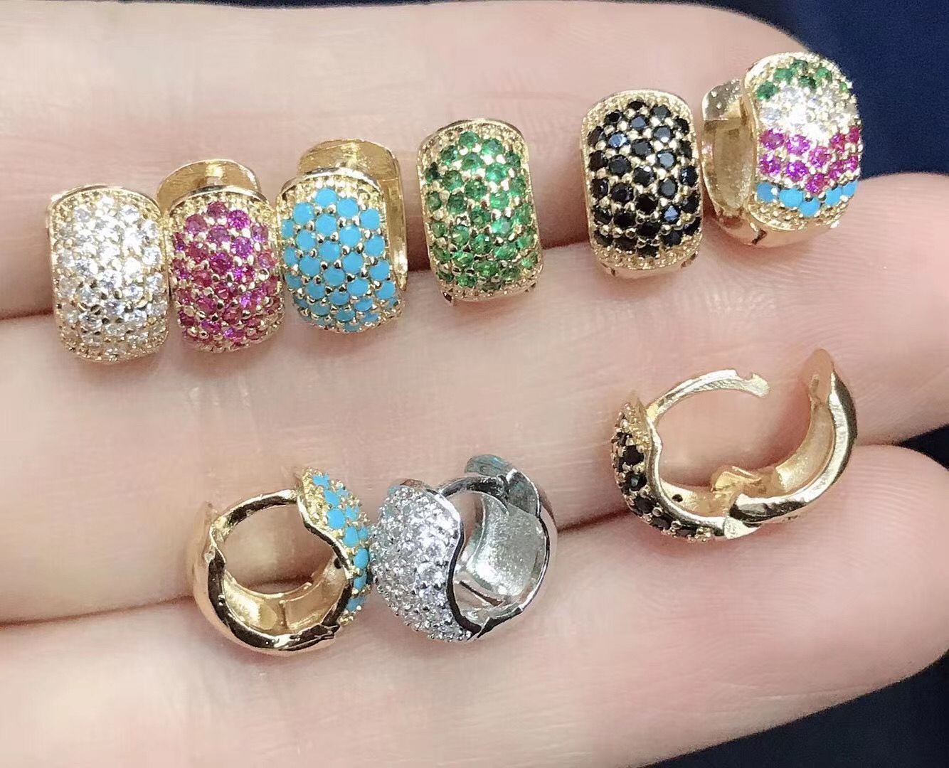 10g Weight Zircon Inlay Material Earrings Classification Fashion Geometric Plating Copper Zircon Copper Earrings