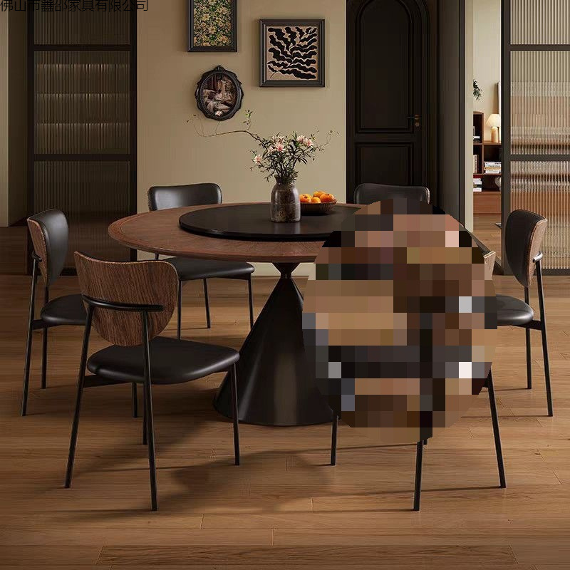 Mesa de comedor de madera sólida retrógrada francesa estilo antiguo casero estilo medieval pequeño tipo de casa mesa redonda de nuez mesa giratoria combinación de mesa de comedor