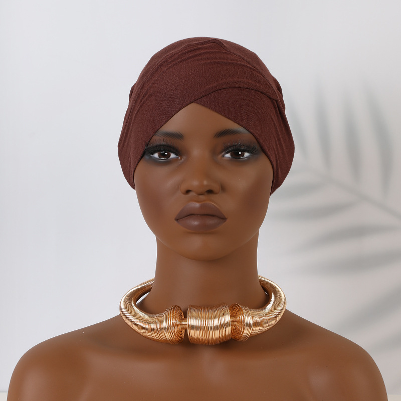 Foulard musulmano Cappello tubolare incrociato in cotone mercerizzato modal con cappuccio e base_voghion.com