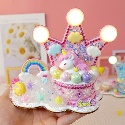 Children's DIY Handmade Creative Cream Glue Night Light Material Pack Brilliant Crown Lamp Cute Girl Educational Toy