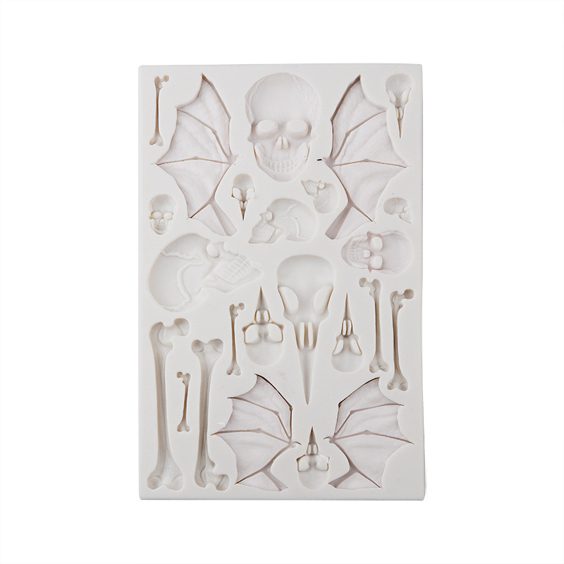 Halloween molde de silicona flip hueso esqueleto alas molde de pastel de chocolate DIY molde de horneado manual