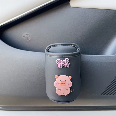 Car Cartoon Zodiac Storage Box for the Car cup holder/beverage holder - hai-pig-black-teacup-storage-bucket
