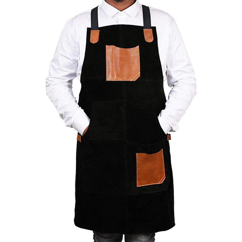 Negro de gamuza con PU marrón