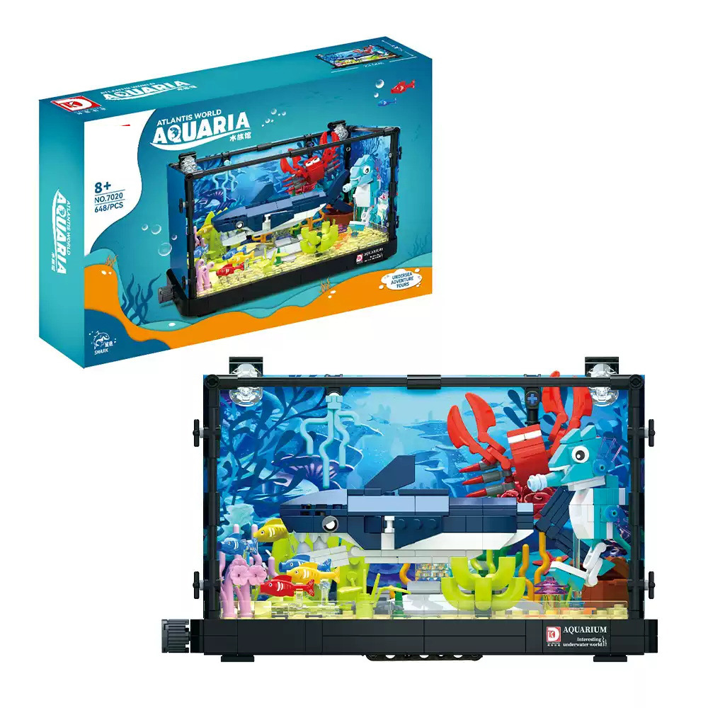 2026 New Model Fish Tank Building Blocks Underwater World Aquarium Children's Educational Assembly Toys Gifts for Boys and Girls