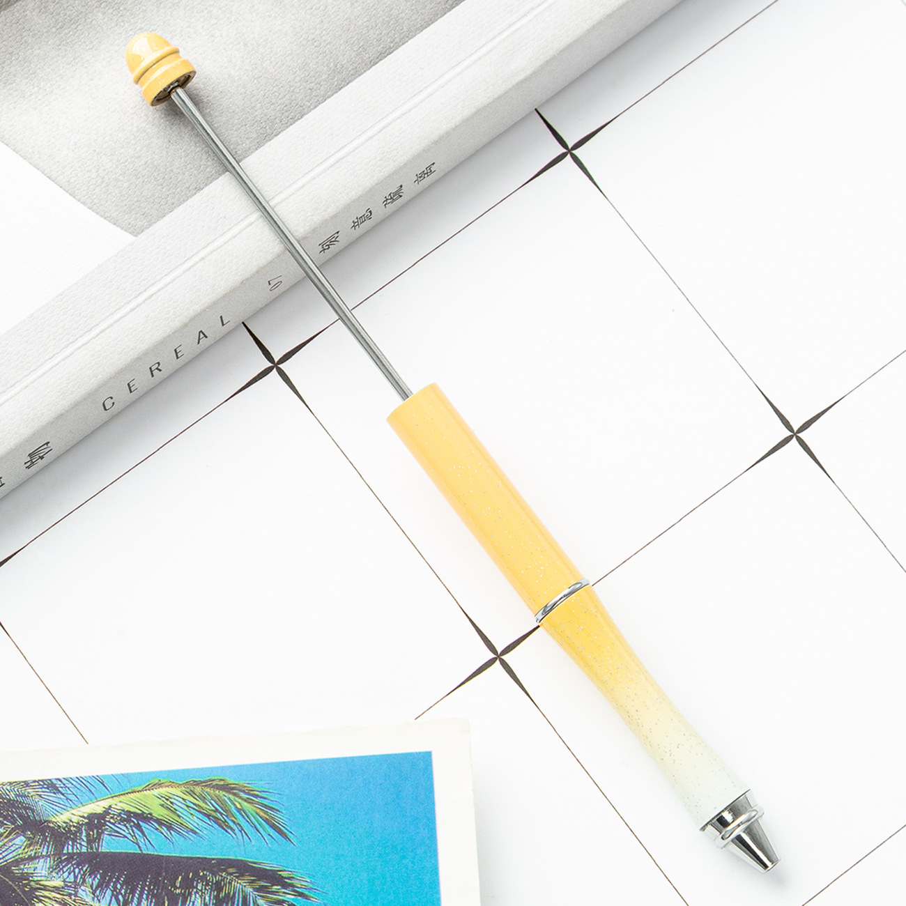 Pluma de cuentas de metal en stock al por mayor creativo con cuentas bolígrafo DIY bolígrafo personalidad metal DIY pluma con cuentas