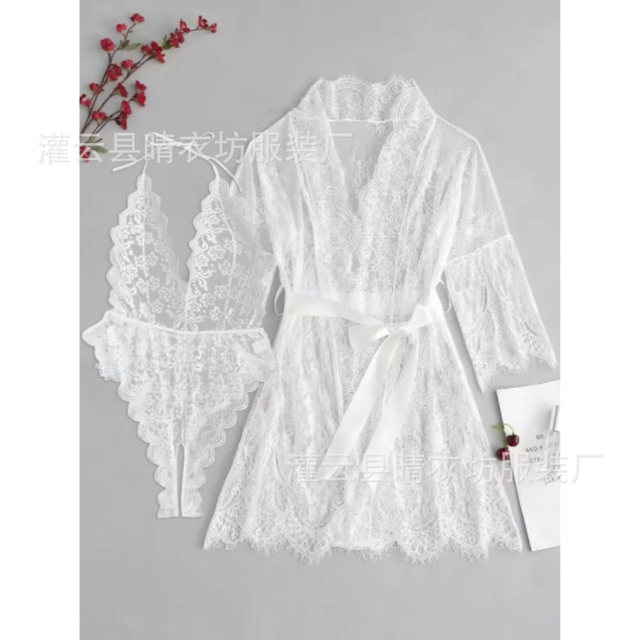 Cross-Border Foreign Trade Aliexpress New Sexy Lingerie Set Lace See-Through Sexy Pure Desire Women's Lace-Up Home Clothes