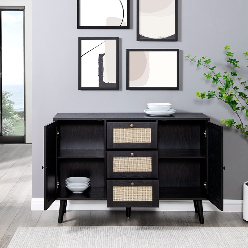 Cocina nórdica gabinete lateral ratán japonés simple té gabinete dormitorio gabinete lateral armario de madera de cerezo creativo